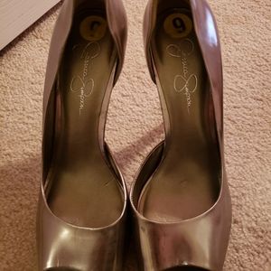 Jessica Simpson metallic heels